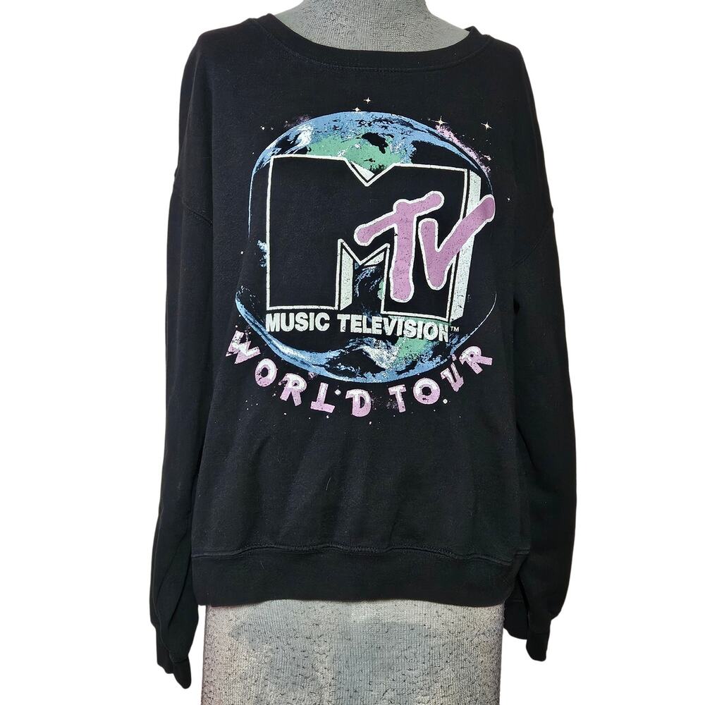 MTV World Tour Black Pull Over Sweatshirt Size Large